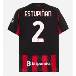 AC Milan Pervis Estupinan #2 Thuis tenue 2025-26 Korte Mouw
